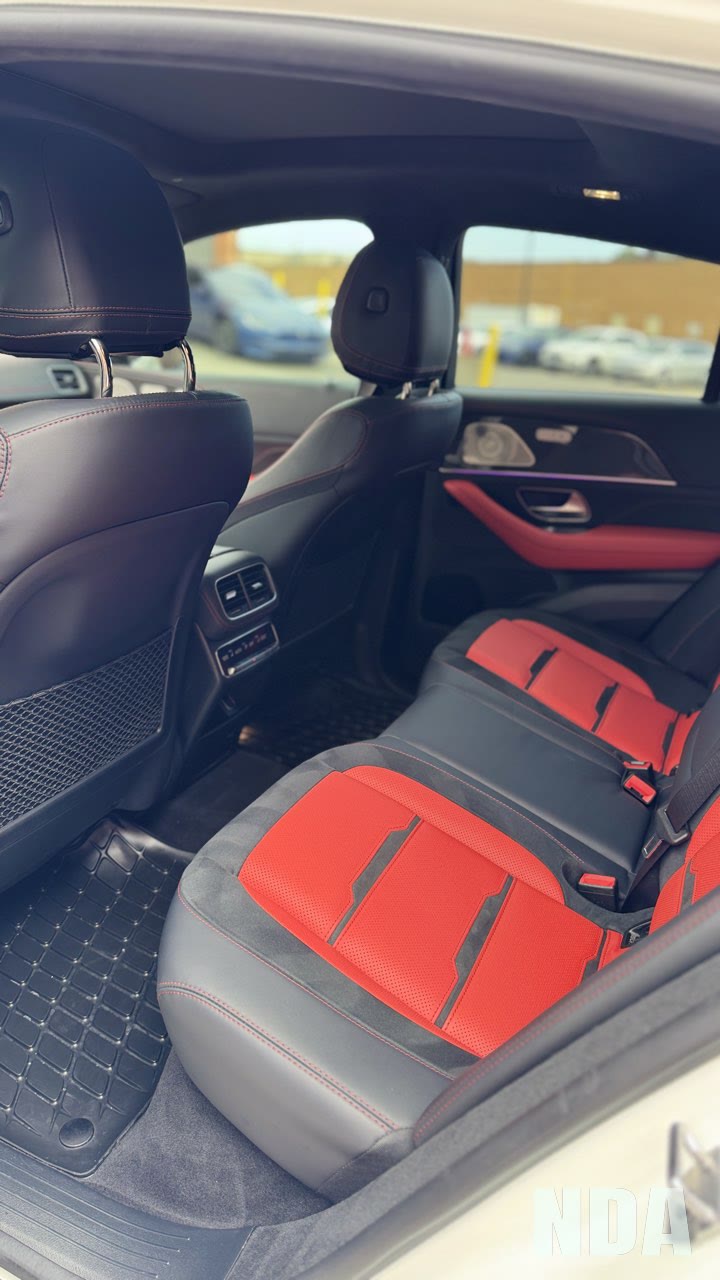 Detailed interior of a white Mercedes-AMG GLE 63 S Coupe