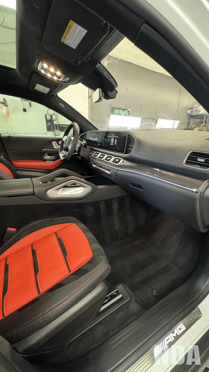 Detailed interior of a white Mercedes-AMG GLE 63 S Coupe