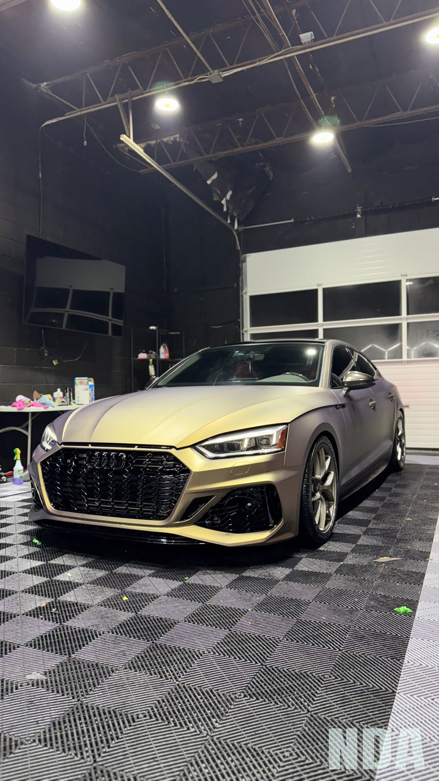 Satin gold wrapped Audi RS5 Sportback in the studio